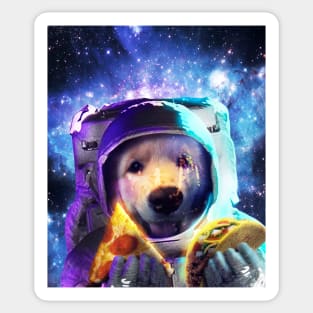 Astronaut Dog Eating Pizza Taco Sticker